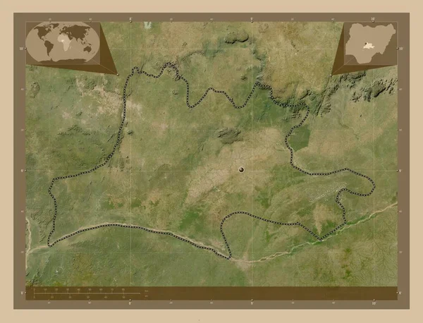 Нассарава Штат Нигерия Карта Спутника Низкого Разрешения Вспомогательные Карты Расположения — стоковое фото