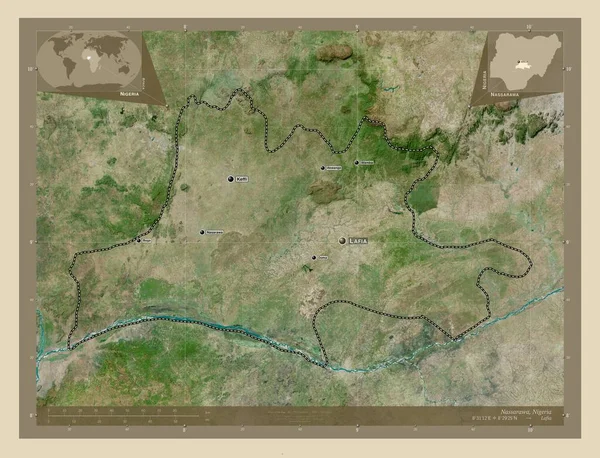 Nassarawa Estado Nigéria Mapa Satélite Alta Resolução Locais Nomes Das — Fotografia de Stock