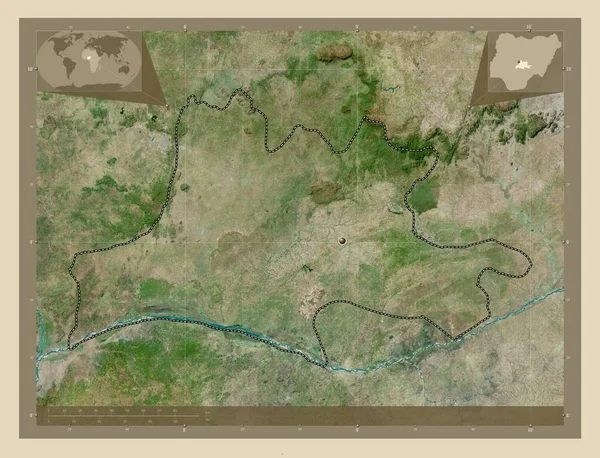 ナサラワ ナイジェリアの州 高解像度衛星地図 コーナー補助位置図 — ストック写真
