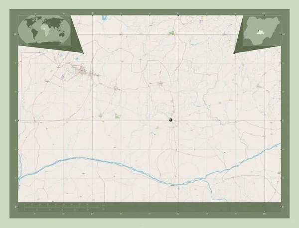 Нассарава Штат Нигерия Карта Улиц Вспомогательные Карты Расположения Углов — стоковое фото