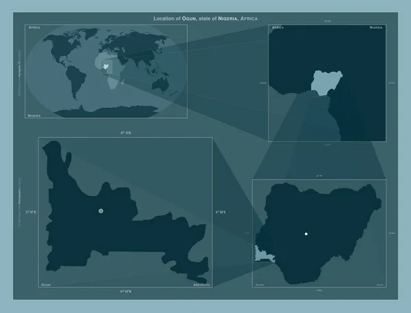 Огун Штат Нігерія Діаграма Показує Розташування Регіону Мапах Великого Масштабу — стокове фото