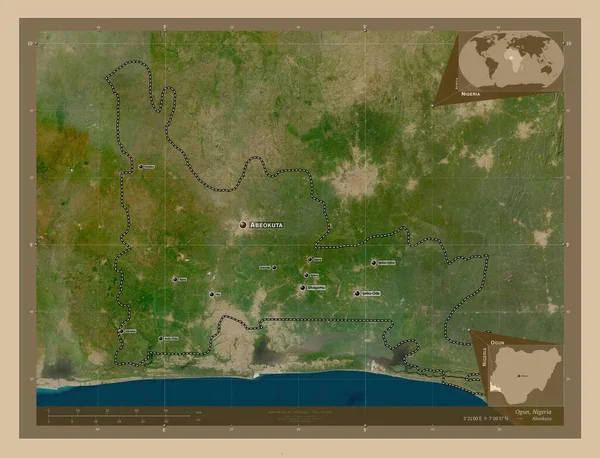 Ογκούν Πολιτεία Της Νιγηρίας Δορυφορικός Χάρτης Χαμηλής Ανάλυσης Τοποθεσίες Και — Φωτογραφία Αρχείου