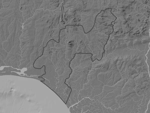 Ondo Bundesstaat Nigeria Karte Mit Seen Und Flüssen Auf Zwei — Stockfoto