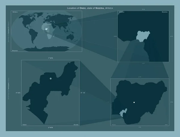 Ondo Nijerya Eyaleti Büyük Ölçekli Haritalarda Bölgenin Yerini Gösteren Diyagram — Stok fotoğraf