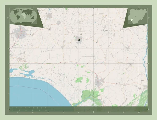 Ondo State Nigeria Open Street Map Corner Auxiliary Location Maps — Stock Photo, Image