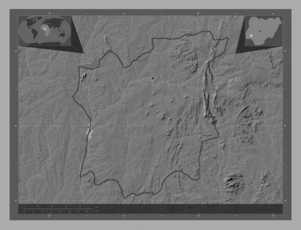 Осун Штат Нигерия Карта Рельефа Билевела Озерами Реками Вспомогательные Карты — стоковое фото