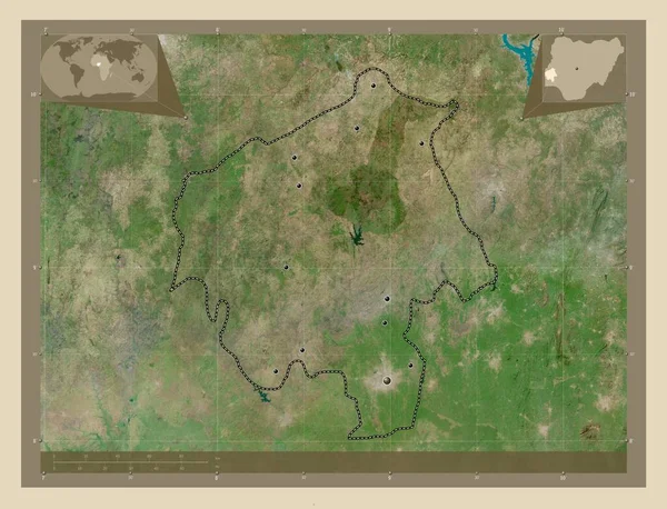 Oyo Estado Nigéria Mapa Satélite Alta Resolução Locais Das Principais — Fotografia de Stock