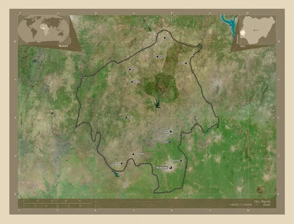 Oyo Estado Nigéria Mapa Satélite Alta Resolução Locais Nomes Das — Fotografia de Stock