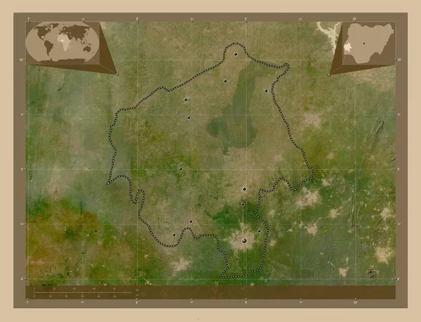 Στην Πολιτεία Της Νιγηρίας Δορυφορικός Χάρτης Χαμηλής Ανάλυσης Τοποθεσίες Μεγάλων — Φωτογραφία Αρχείου