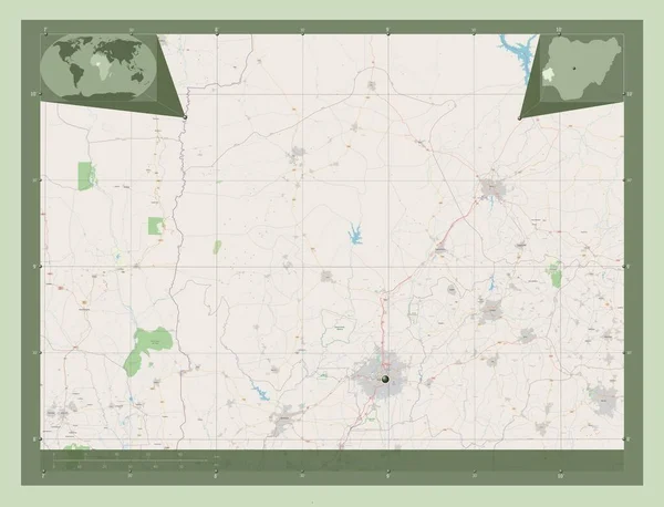Ойо Штат Нигерия Карта Улиц Вспомогательные Карты Расположения Углов — стоковое фото