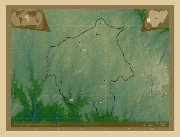 Στην Πολιτεία Της Νιγηρίας Χρωματιστός Υψομετρικός Χάρτης Λίμνες Και Ποτάμια — Φωτογραφία Αρχείου