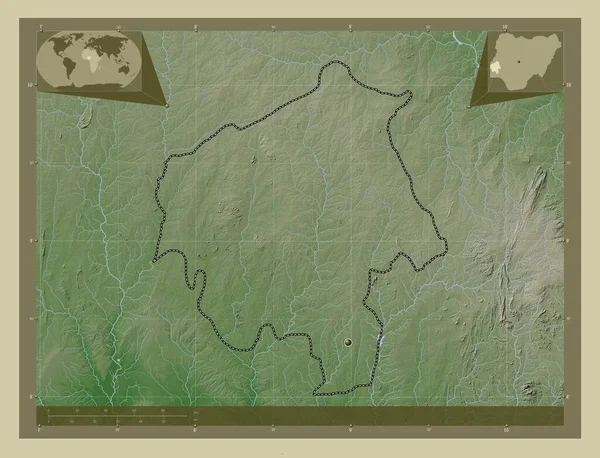 Oyo Stato Della Nigeria Mappa Elevazione Colorata Stile Wiki Con — Foto Stock