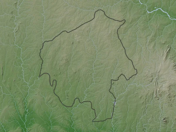 ナイジェリアの州よ 湖や川とWikiスタイルで着色された標高マップ — ストック写真