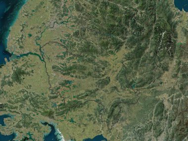 Hwanghae-bukto, Kuzey Kore vilayeti. Yüksek çözünürlüklü uydu haritası