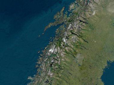 Nordland, Norveç Bölgesi. Düşük çözünürlüklü uydu haritası