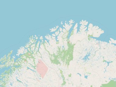 Troms og Finnmark, Norveç Bölgesi. Açık Sokak Haritası