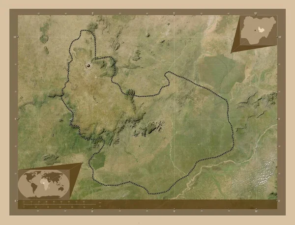Plateau Estado Nigeria Mapa Satelital Baja Resolución Mapas Ubicación Auxiliares —  Fotos de Stock