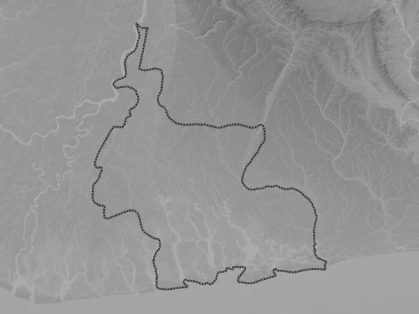 Rivers État Nigeria Carte Altitude Niveaux Gris Avec Lacs Rivières — Photo