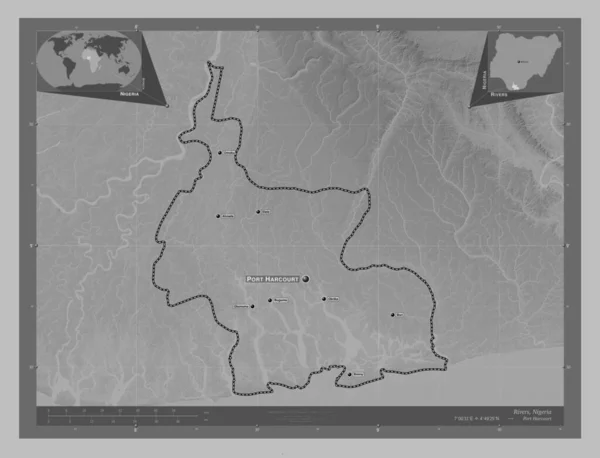 리버스 나이지리아 호수와 회색의 지역의 도시들의 위치와 Corner Auxiliary Location — 스톡 사진
