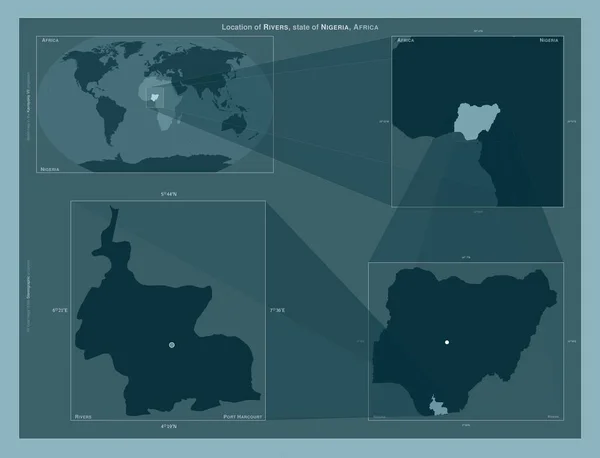 Rivers Estado Nigeria Diagrama Que Muestra Ubicación Región Mapas Gran — Foto de Stock