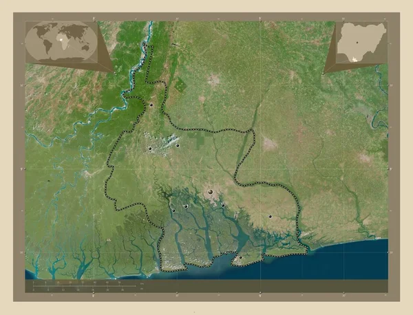 Fiumi Stato Della Nigeria Mappa Satellitare Alta Risoluzione Località Delle — Foto Stock