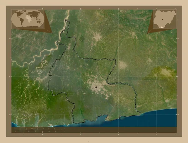 Rivers Stan Nigeria Niska Rozdzielczość Satelity Pomocnicze Mapy Położenia Narożnika — Zdjęcie stockowe