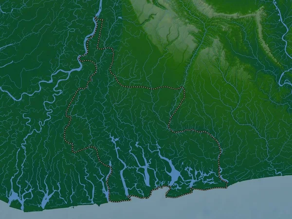 Nehirler Nijerya Eyaleti Gölleri Nehirleri Olan Renkli Yükseklik Haritası — Stok fotoğraf