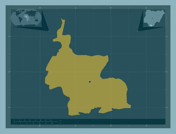 Реки Штат Нигерия Твердая Форма Цвета Вспомогательные Карты Расположения Углов — стоковое фото