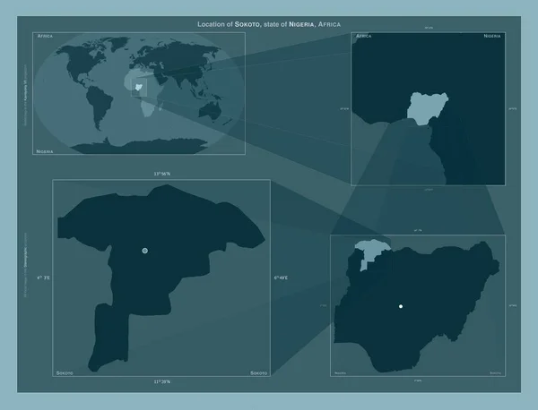 Sokoto Estado Nigeria Diagrama Que Muestra Ubicación Región Mapas Gran — Foto de Stock