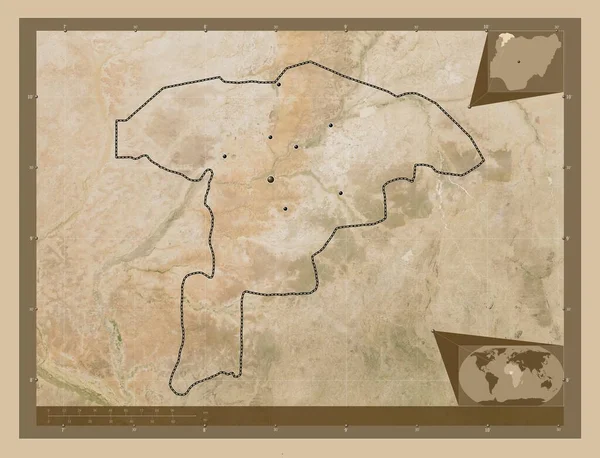 Sokoto Estado Nigeria Mapa Satelital Baja Resolución Ubicaciones Las Principales —  Fotos de Stock