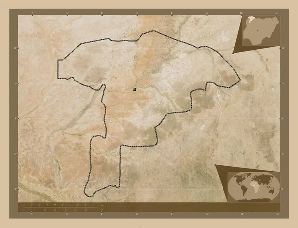 Sokoto Estado Nigéria Mapa Satélite Baixa Resolução Mapa Localização Auxiliar — Fotografia de Stock