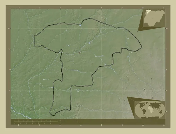 Sokoto Stato Della Nigeria Mappa Elevazione Colorata Stile Wiki Con — Foto Stock