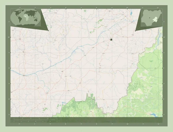 Тараба Штат Нигерия Карта Улиц Вспомогательные Карты Расположения Углов — стоковое фото