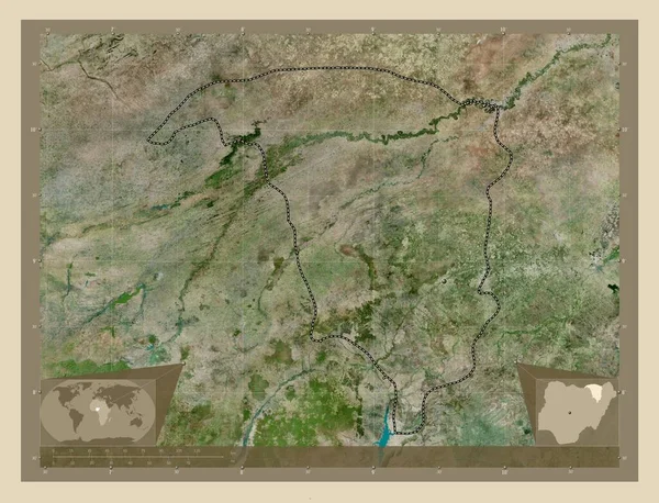 Йобе Штат Нігерія Супутникова Карта Високої Роздільної Здатності Кутові Допоміжні — стокове фото