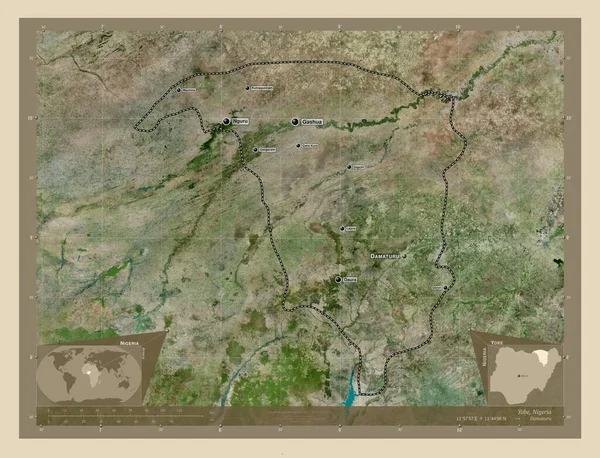 Yobe Πολιτεία Της Νιγηρίας Υψηλής Ανάλυσης Δορυφορικός Χάρτης Τοποθεσίες Και — Φωτογραφία Αρχείου