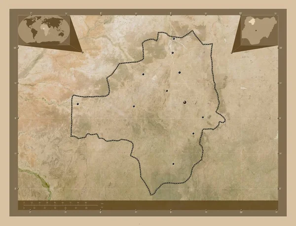 Замфара Штат Нигерия Карта Спутника Низкого Разрешения Места Расположения Крупных — стоковое фото
