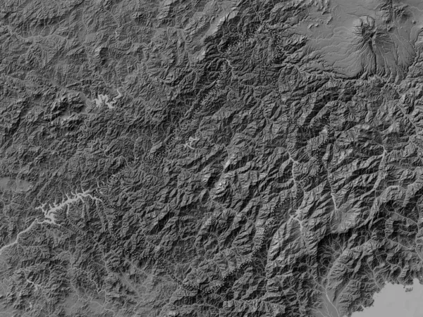 朝鲜查甘多省查甘多附有湖泊和河流的比尔韦勒高地图 — 图库照片