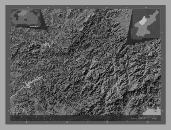 Σαγκάγκ Ντο Επαρχία Της Βόρειας Κορέας Bilevel Υψομετρικός Χάρτης Λίμνες — Φωτογραφία Αρχείου