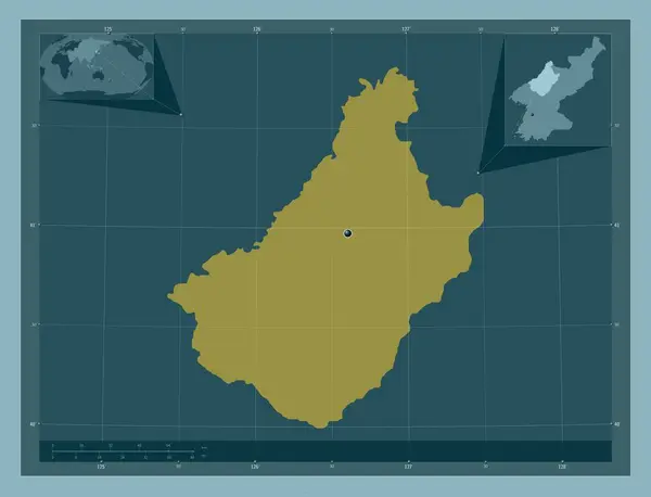 Чагандо Провинция Северная Корея Твердая Форма Цвета Вспомогательные Карты Расположения — стоковое фото