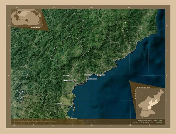 Hamgyong Namdo Provincie Severní Korea Satelitní Mapa Nízkým Rozlišením Umístění — Stock fotografie
