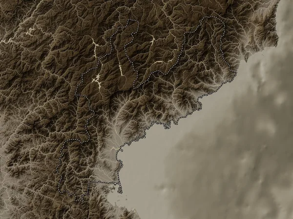 Hamgyong Namdo Επαρχία Της Βόρειας Κορέας Υψόμετρο Χάρτη Χρωματισμένο Τόνους — Φωτογραφία Αρχείου