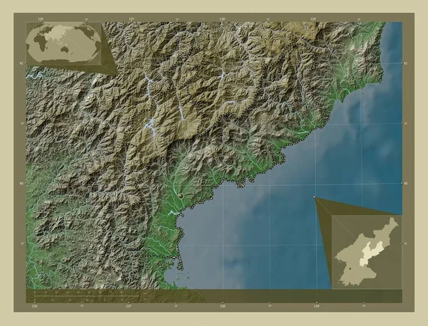 Hamgyong Namdo Province North Korea Elevation Map Colored Wiki Style — Stock Photo, Image