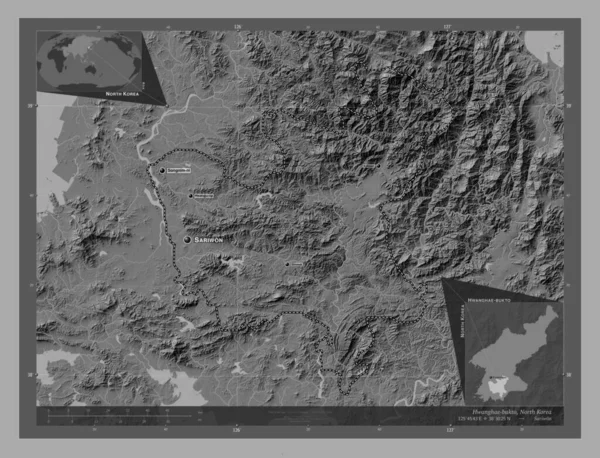 Хванхе Бутто Провінція Північна Корея Білевелівська Карта Висот Озерами Річками — стокове фото