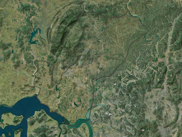 Kaesong Észak Korea Különleges Közigazgatási Régiója Nagyfelbontású Műholdas Térkép — Stock Fotó