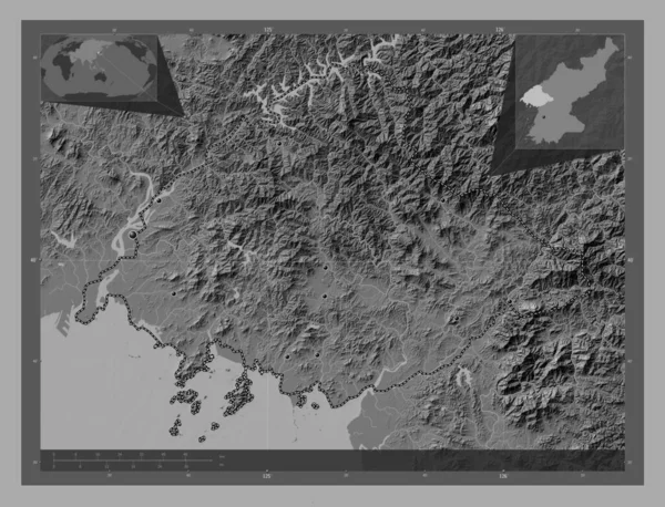 Yongan Bukto Provincia Corea Del Norte Mapa Elevación Bilevel Con — Foto de Stock