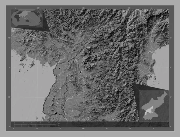 Yongan Namdo Επαρχία Της Βόρειας Κορέας Bilevel Υψομετρικός Χάρτης Λίμνες — Φωτογραφία Αρχείου