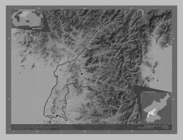 Yongan Namdo Província Coreia Norte Mapa Elevação Escala Cinza Com — Fotografia de Stock