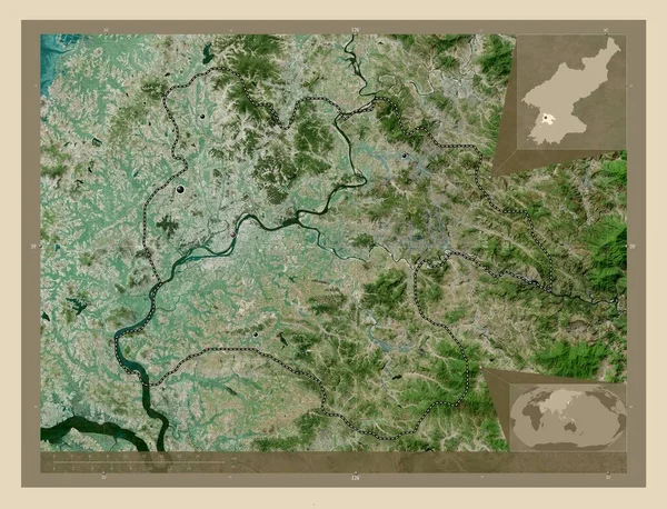 Юньян Особливе Місто Північної Кореї Супутникова Карта Високої Роздільної Здатності — стокове фото