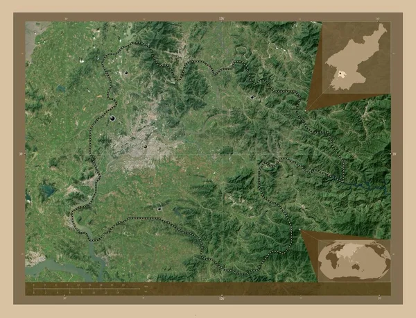Yongyang Ciudad Especial Corea Del Norte Mapa Satelital Baja Resolución —  Fotos de Stock