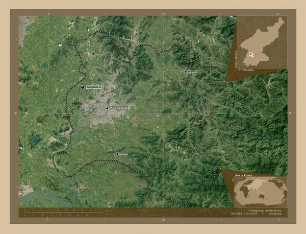 Юньян Особливе Місто Північної Кореї Супутникова Карта Низькою Роздільною Здатністю — стокове фото